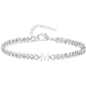 TOLOWOBK Armband voor mannen en vrouwen met letters van A tot Z, van roestvrij staal, leuk Valentijnsdag- en verjaardagscadeau voor je vader, moeder, echtgenoot, vriend, personaliseerbaar, Roestvrij