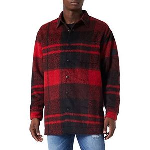 BOSS Laurus overhemd voor heren, oversized, geruit en logo, rood, XL, Rood
