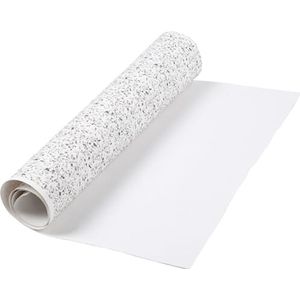 Kunstlederen papier, wit, 49,5 cm breed, 350 g/m², terrazzo print met zilveren details, 1 m