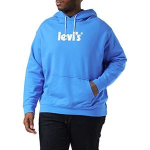 Levi's Relaxed Graphic Po Hoodie voor heren, Palace blue poster met capuchon