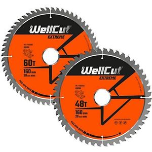 WellCut Extreme TCT zaagblad 160 mm x 20 mm boring 48 en 60 tanden voor Festool TS55