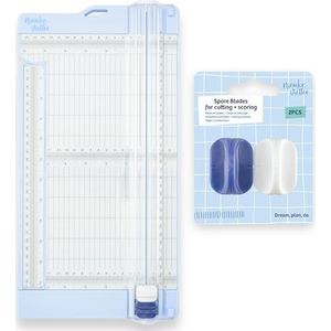 Vaessen Creative Papiersnijder met Rilfunctie 15 x 30,5 cm Blauw - Inclusief Reservemesjes - Snijmachine met Rolmes voor Vouwen, Scrapbooking, Kaarten en Knutselen - Papier van karton tot A3 Formaat
