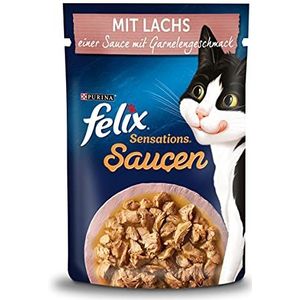 FELIX Sensations 26 stuks natte kattensauzen met zalm in garnalensmaak saus (26 x 85 g)