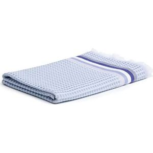 möve Summer Piqué handdoek, 100% katoen, 50 x 100 cm, sneeuw/blauw