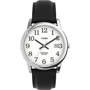 Timex Easy Reader mannen 35mm zwart lederen band datumvenster quartz horloge T2H281