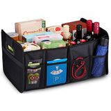 All Ride Kofferbak Organizer - 50 x 32 x 27 cm - Kofferbak Tas - Kofferbak Opbergbox - 2 Grote Vakken en Insteekvakken - Organiseer Boodschappen en Auto-accessoires - Opvouwbaar Ontwerp - Zwart