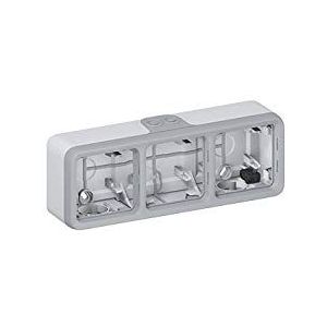 Legrand 069661 waterdichte behuizing met eindstukken, 2 verticale posities, plexo, componeerbaar, IP55, grijs