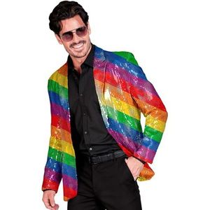 Widmann - Party Fashion Paillettenjack voor heren, regenboog, Fever Disco Fever