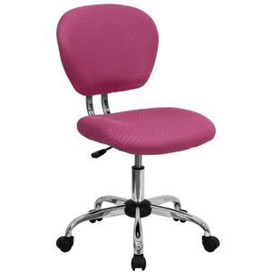 Flash Furniture Bureaustoel, draaibaar, van netstof, verchroomd, metaal, roze, 58,4 x 55,88 x 25,4 cm