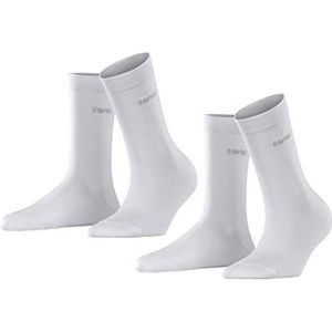 ESPRIT Dames Uni 2-pack ademende sokken biologisch duurzaam katoen versterkt duurzaam zachte platte teennaad voor dagelijks leven en werk multipack set van 2 paar, Wit 2000