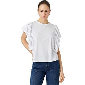 Koton Voluminous Sleeve Crew Neck T-shirt pour femme, Blanc cassé (001), S