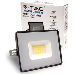 V-TAC 30 W led-buitenspot - [nieuwste generatie] - IP65 - 2510 lumen - led-buitenspot - zwarte kleur voor huis, tuin, garage, waterdicht, warm wit licht