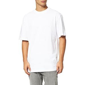 Urban Classics Basic T-shirt voor heren van 100% biologisch katoen, ronde hals, lange snit, van biologisch katoen, maat S tot 5XL, Wit