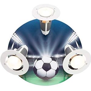 Elobra Plafondlamp voetbal Arena, hout, blauw/groen, A +