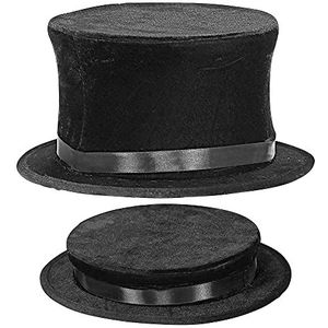 Widmann 00129 Vouwcilinder in suède-look, zwart, hoed, carnaval, themafeest