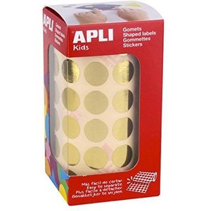 Apli Kids 11629 rol met 2832 ronde metallic stickers, 15 mm, goud