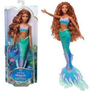 Mattel Disney-prinsessen pop De kleine zeemeermin Ariel Posable met kenmerkende outfit, lang haar en gekleurde zeemeerminstaart, geïnspireerd op Disney-film, speelgoed voor kinderen, vanaf 3 jaar,