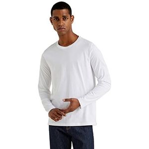 United Colors of Benetton Basico Maniche Lunghe Pullover voor heren, Wit (Bianco 101)