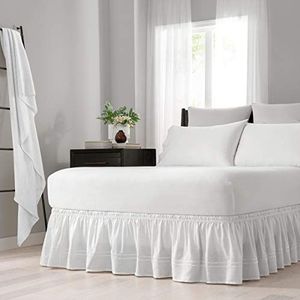 Easy Fit Baratta, beddensprei, elastisch, eenvoudig aan en uit te trekken, stofring (45,7 cm hoog), voor kingsize bed, wit