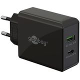 goobay 61673 Dual USB C PD (Power Delivery) snellader (30 W) / Quick Charge voeding voor iPhone, Samsung, Huawei/mobiele telefoonoplader/oplader voor stekker