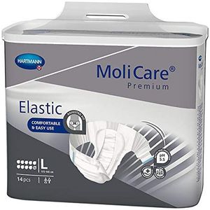 MoliCare Premium Elastic Slip : pour incontinence très sévère pour femmes et hommes ; 10 gouttes, taille L, (tour de taille 115-145 cm), 4x14 pièces
