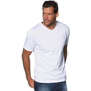 JP 1880 Heren grote maten Menswear L-8XL tot 8XL T-shirt Basic Jersey V T-shirt puur katoen 702415, wit (wit 20)