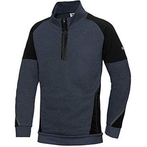 BP 1828-293-1432-XS sweatshirt voor heren, halve ritssluiting, lange mouwen, opstaande kraag met ritssluiting, 280,00 g/m², stretch, stofmix, nachtblauw, zwart, XS