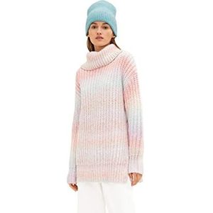 TOM TAILOR Denim Dames Pull long en tricot avec col roulé 1034318, 30899 - Spacedye Colourflow, XXL