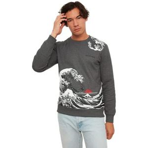 TRENDYOL Sweatshirt voor heren, grijs, maat M, grijs.
