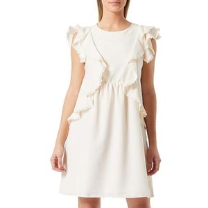 NALLY Mini robe à volants pour femme 19226457-NA02, crème, taille L, Mini robe à volants, L