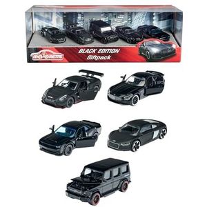 Majorette - Black Edition Giftpack – miniatuurauto's van metaal – koffer met 5 voertuigen – 212053174