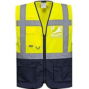 Portwest Heren Hi Viscose Vest/Veiligheidsvest - geel/marineblauw, L