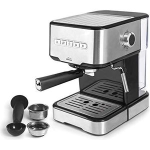 Lacor 69256 espressomachine met 2 koffieuitgangen en melkschuimfunctie, geschikt voor gemalen koffie en ESE-capsules, 21 x 26,5 x 30 cm