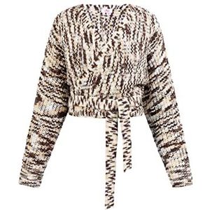 Sookie Veste portefeuille en tricot pour femme, Marron multicolore, XL-XXL