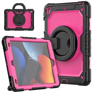 iPad 9/8/7e generatie (iPad 10,2 inch), schokbestendige pantsertas met potloodhouder, polsband en schouderriem voor iPad 10,2 inch 2021/2020