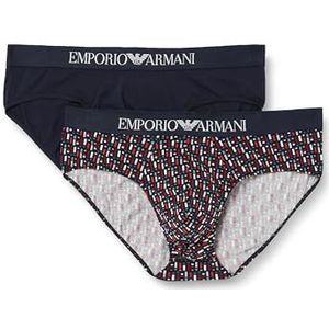 Emporio Armani Emporio Armani Klassieke slips voor heren, 2 stuks, Navy/Navy Print