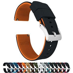 Barton Elite Siliconen horlogeband met snelsluiting, kleur naar keuze, 18 mm, 19 mm, 20 mm, 21 mm, 22 mm, 23 mm, 24 mm, zwarte gesp