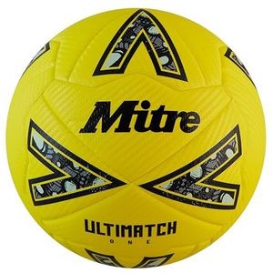 Mitre Ballon de football unisexe Ultimatch One 24 pour adulte, jaune fluo/noir/gris circulaire, 3