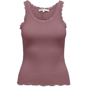 ONLY Onlsharai Jrs Tanktop met kant, tanktop voor dames, Roze/Bruin