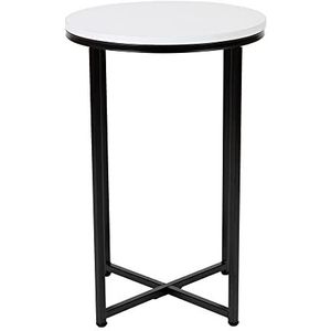 Flash Furniture Bijzettafel van metaal, wit/mat zwart, 40,6 x 59,7 cm