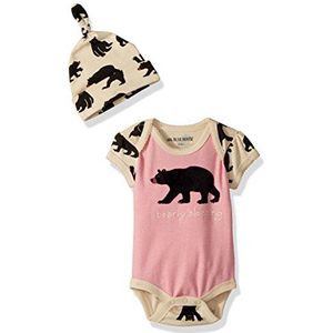 Hatley Bodysuit en pet pantoffels voor baby's, meisjes, Bearly Sleeping Pink