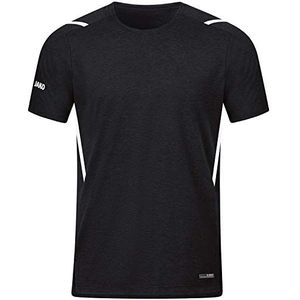 JAKO Challenge T-shirt voor heren, zwart gemêleerd/wit