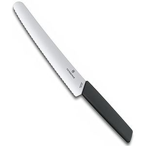 Victorinox, 6,9073,22 WB, Zwitsers modern, brot- en convectormesser, extra scherpe rand, met spiraalsluiting, robuuste kunststof handgreep, zwart, gemaakt in Zwitserland, vaatwasmachinebestendig