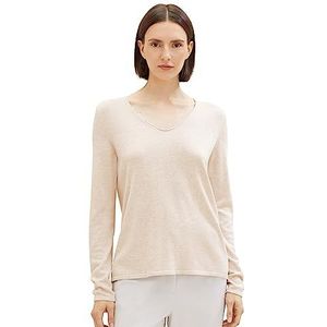 TOM TAILOR basic v-hals sweater dames, 20737 Desert Sand Melange – gezelschapsspel [import uit Duitsland]