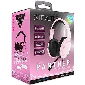 STEALTH PANTHER Blush PS4/PS5 on-ear gaming-headset, Xbox, Switch, PC met flexibele microfoon, 3,5 mm jackstekker, 1,5 m kabel, licht, comfortabel en duurzaam