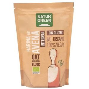 NaturGreen - Volkoren havermout, gemalen haverkorrels, milieuvriendelijk, 100% veganistisch - 500 g