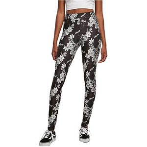 Urban Classics AOP zachte yoga legging voor dames, Zwarte bloem.