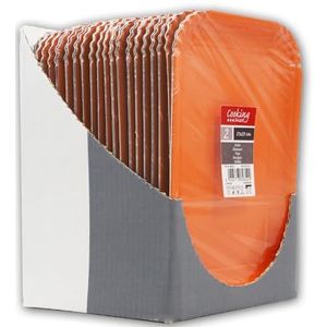 20 verpakkingen voor 2 rechthoekige dienbladen van gelamineerd karton, gemaakt in Italië, afmetingen 21 x 29 cm, in totaal 40 stuks, kant-en-klare verpakking, oranje