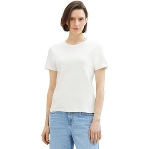 TOM TAILOR T-shirt basique à col rond pour femme, 10315 - Whisper White, XL