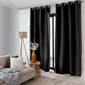 ED ENJOY HOME - Gordijn – polyester – 135 x 240 cm – zwart – collectie Nordica – klaar om op te hangen – wasbaar op 30 °C – voor alle ruimtes – beddengoed – gordijnen